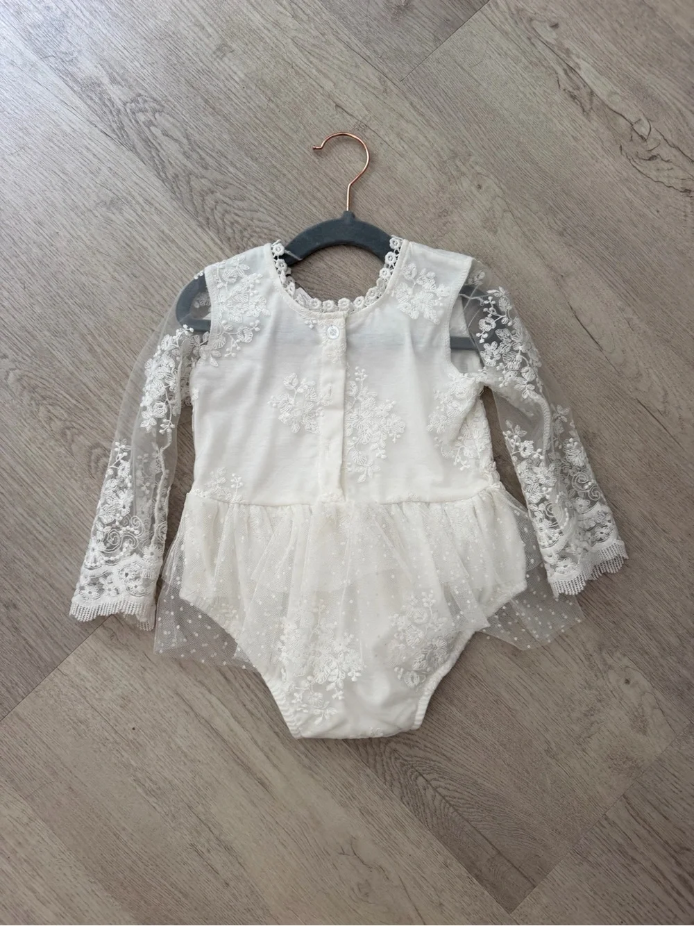 Ivory Lace Tulle Baby Romper